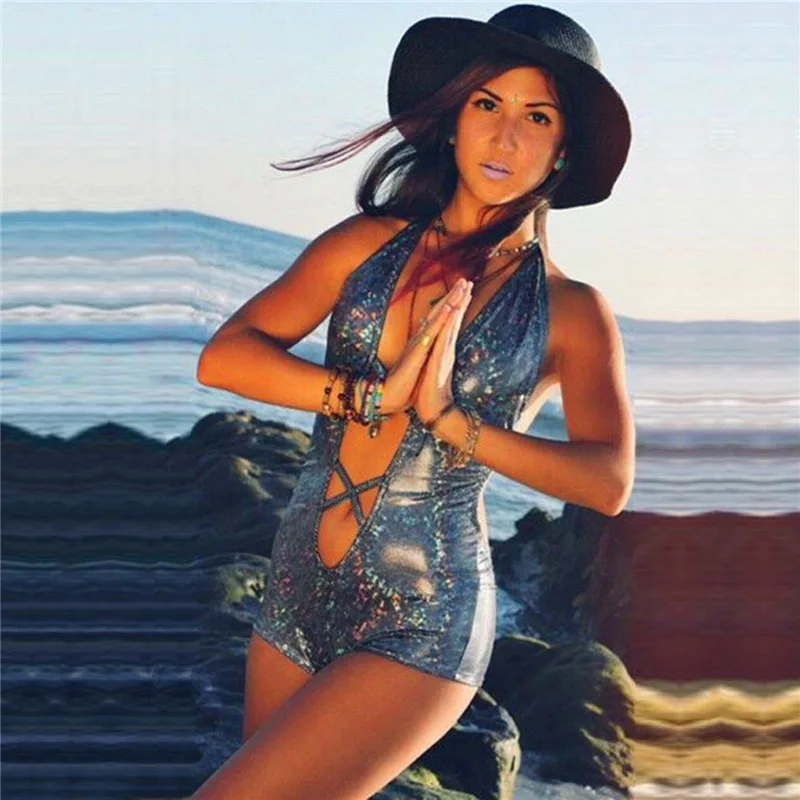 Женские слитные купальники блестящие голографические купальные костюмы на