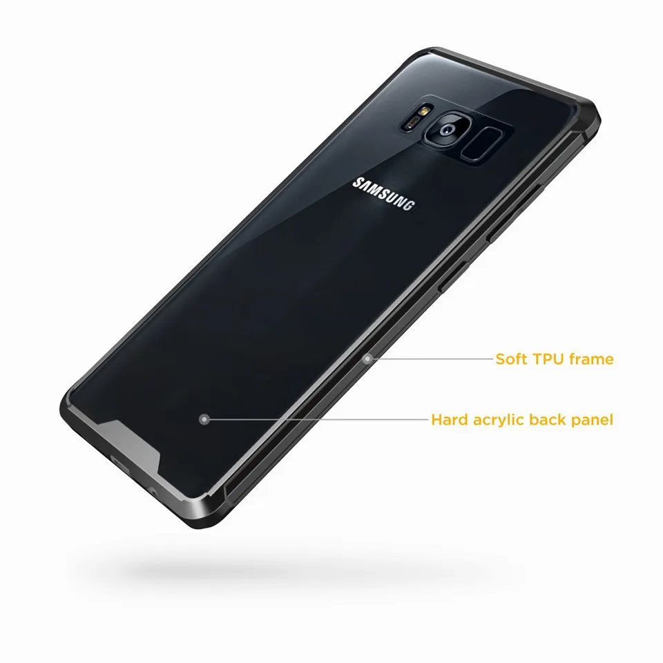 Easyacc For Samsung Galaxy S8 ultra thin clear back transparent soft Frame &amp Acrylic Hard Back Protect cover plus |