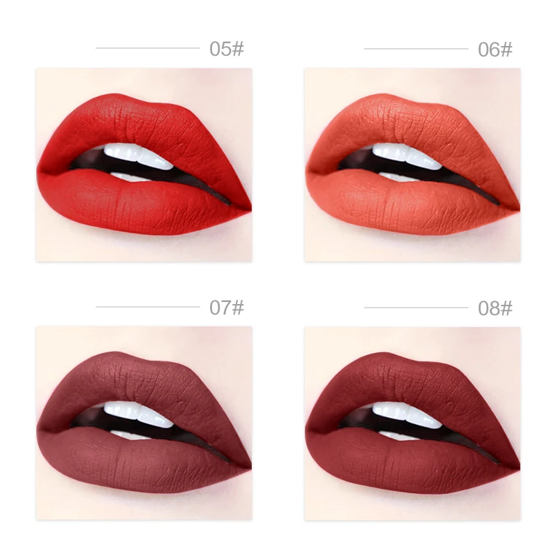 Помада для макияжа 4 шт./лот матовый блеск губ стойкий металлический жидкий