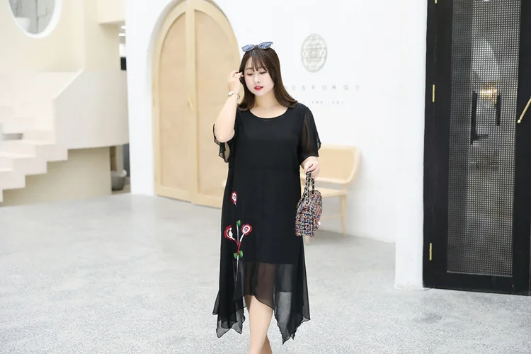 4XL-8XL, плюс размер, летнее женское платье, новинка, повседневное, вышивка, большой размер, необычное платье, свободное, 7XL, женское элегантное платье для вечеринки