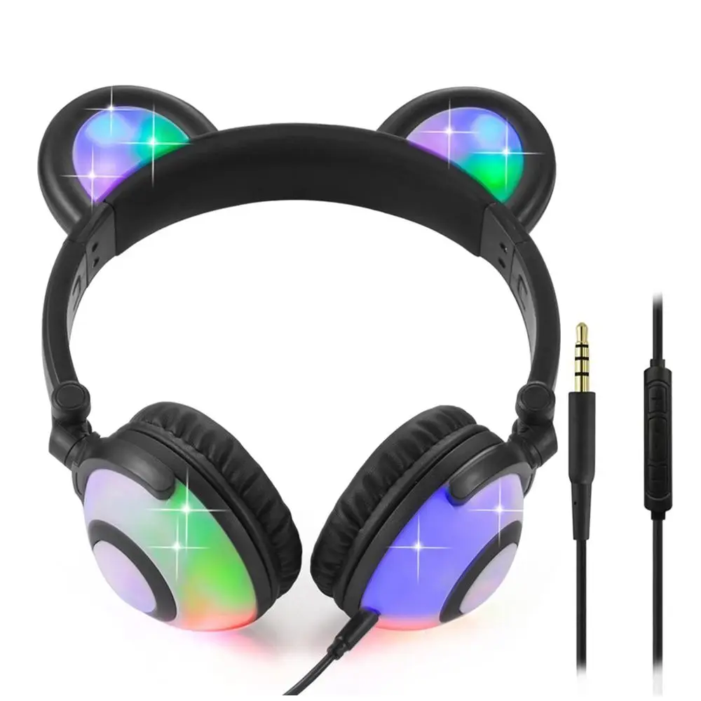 Медведь наушники мигает светящиеся Косплэй Cat Fancy складные Over-Ear игровой