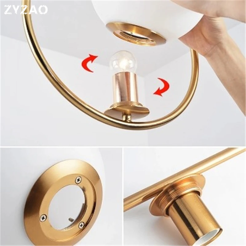 Скандинавский домашний декор Подвесная лампа со стеклянным шаром современный