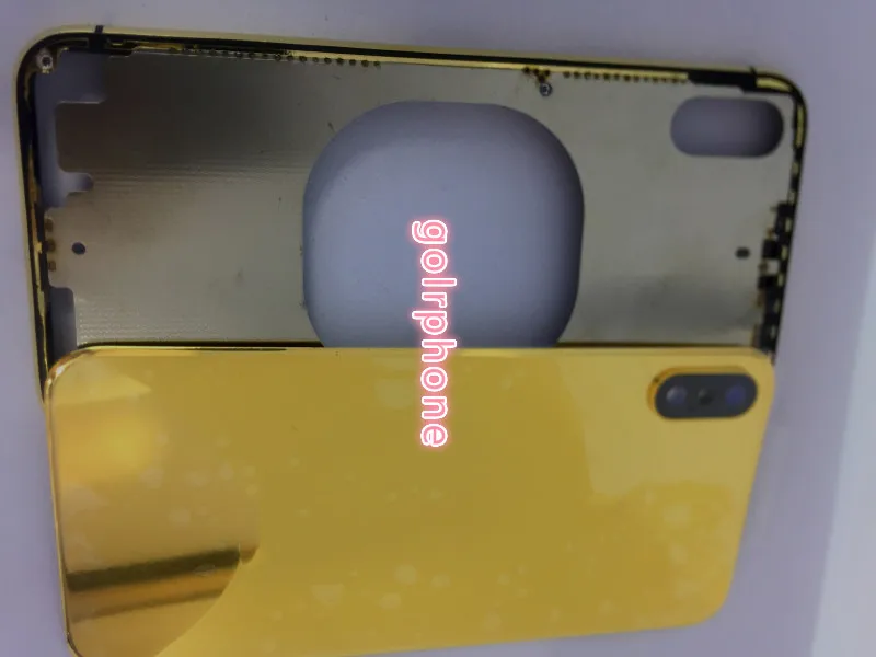 Высокое качество, роскошная задняя крышка для iphone X 24 k, Золотой корпус, зеркало, золото, индивидуальный дизайн, задняя дверь для IP X 10