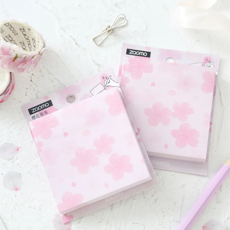 

1pcs Pink cherry flower sticky note 80 sheet Cute Sakura post memo notes Marker it planner stickers Office School supplies F455