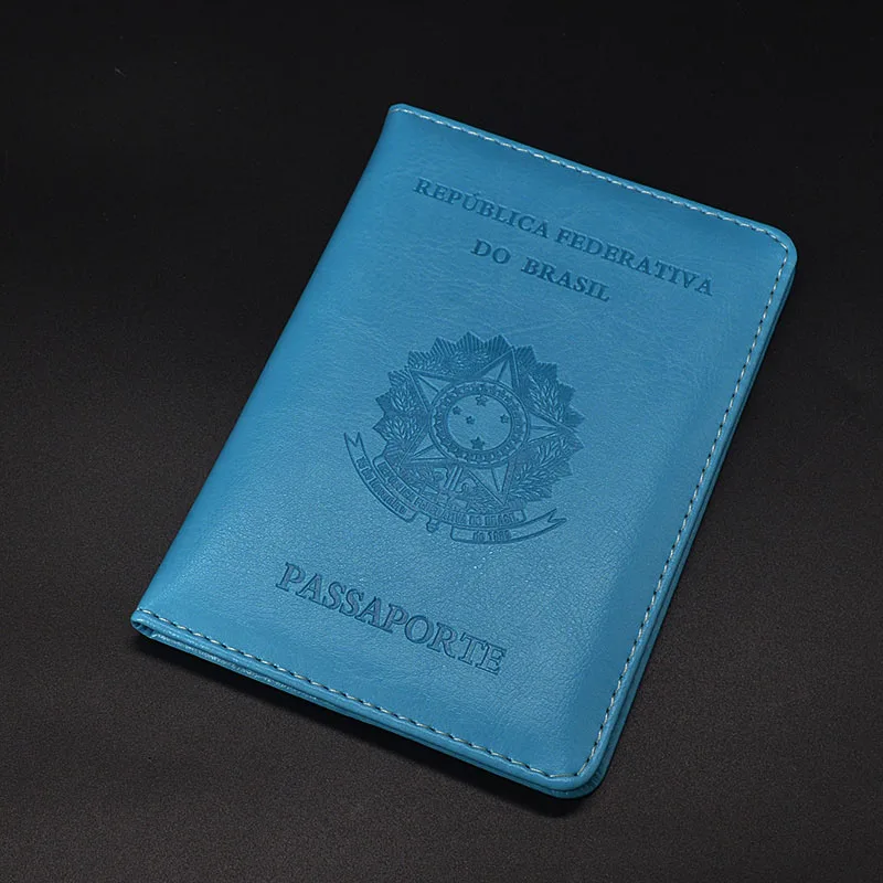Небесно-голубой Женская Обложка для паспорта, Бразилия, милая, Passaporte, для девушек, мягкая, из искусственной кожи, для путешествий, Обложка для паспорта, чехол для документов - Цвет: Небесно-голубой