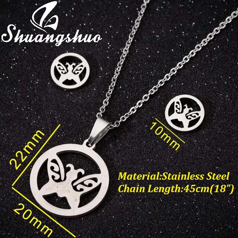 TZ030S Shuangshuo модное ожерелье и подвеска с Микки и Минни Маус для женщин и детей, золотые ювелирные серьги с изображением животных, наборы, рождественские подарки - Окраска металла: TZ030S