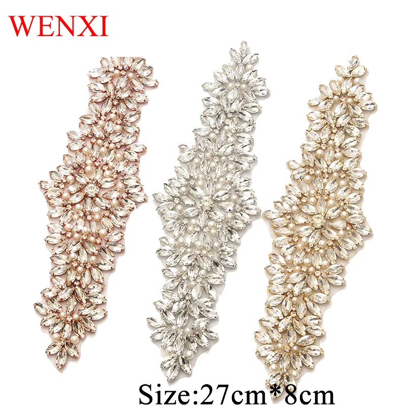 WENXI 5 шт. ручной вышивки бисером для платья невесты Пояс Кристалл Стразы