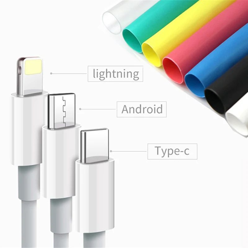 5 шт. Кабель Протектор термоусадочная трубка рукав USB устройство для сматывания кабеля органайзер для iPhone 6 7 8 X XR для huawei Xiaomi samsung Android