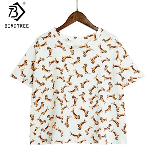 Dachshund2 Tops Whit Женская милая Одежда для собак, пижама с рисунком, укороченный топ, свободный крой, белые топы для сна, большие размеры! T79503J - Цвет: Dachshund2 Tops Whit