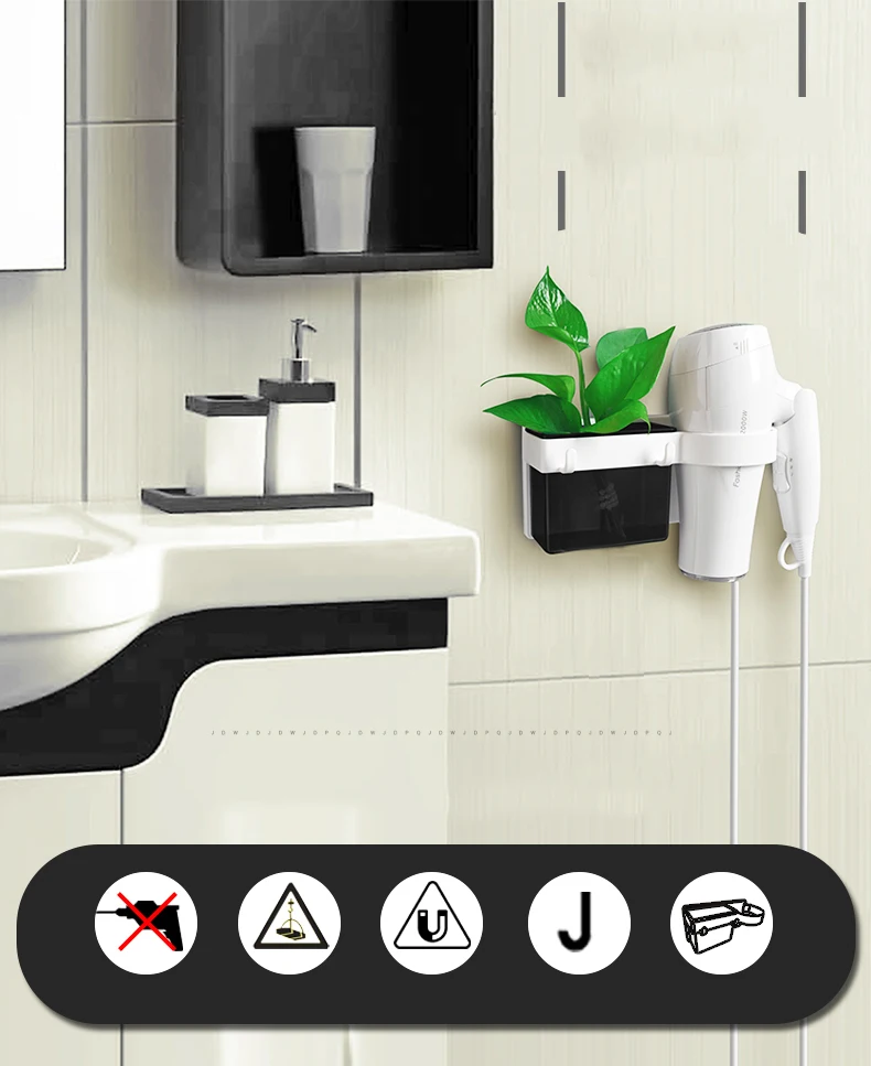 Saving Space Bathroom Storage Rack Stand Hair Dryer Rack Durable Support Holder Bathroom Shelf Drying Styling Stand Comb Storage