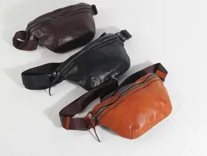 Винтажная поясная сумка унисекс ручной работы, поясная сумка из коровьей кожи, 2019