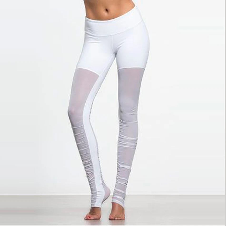 Новинка 2017 года сетка Богиня Йога Леггинсы в белом Essentials Seamless сетки штаны для