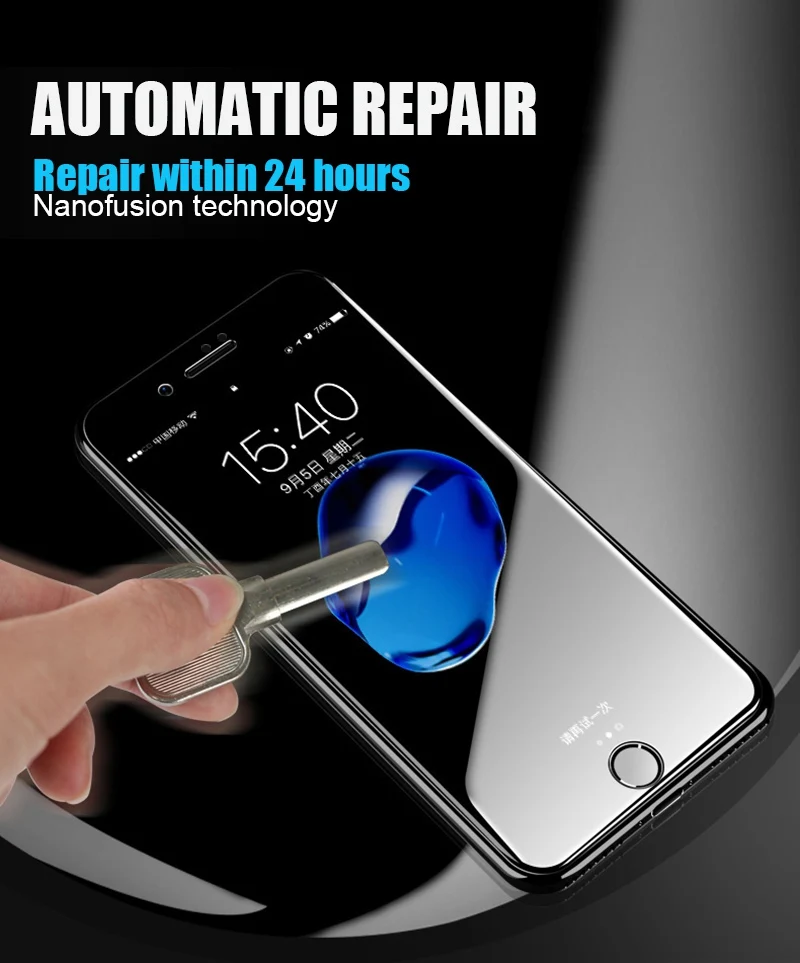 3D изогнутая полностью нано защитная пленка для iPhone X XS Max XR 6 6s 7 8 Plus(не закаленное стекло) Защитная пленка для экрана из фольги
