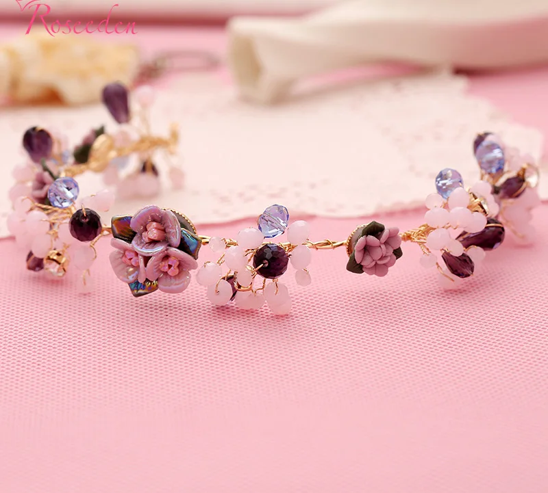 Модная буровая корона для женщин ручной работы разноцветные цветы Свадебная