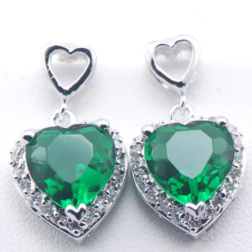 Новые женские серьги из серебра с искусственным Изумрудом и стразами TE400 |