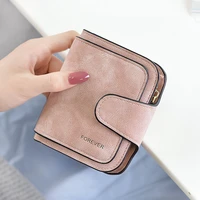 2019 new snap fastener zipper short clutch wallet women wallet small female purse short coin card purse vintage matte