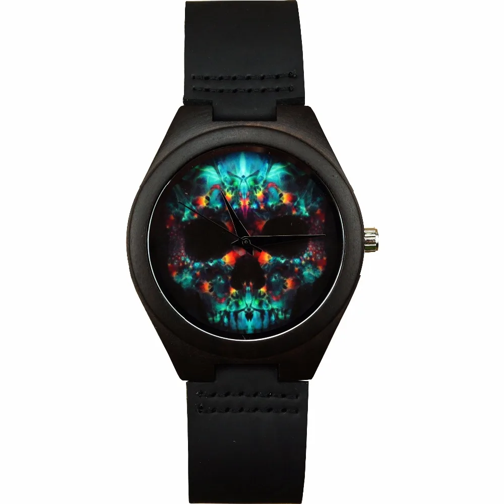 Новые модные мужские часы на Хэллоуин с черепом деревянные ручной работы унисекс