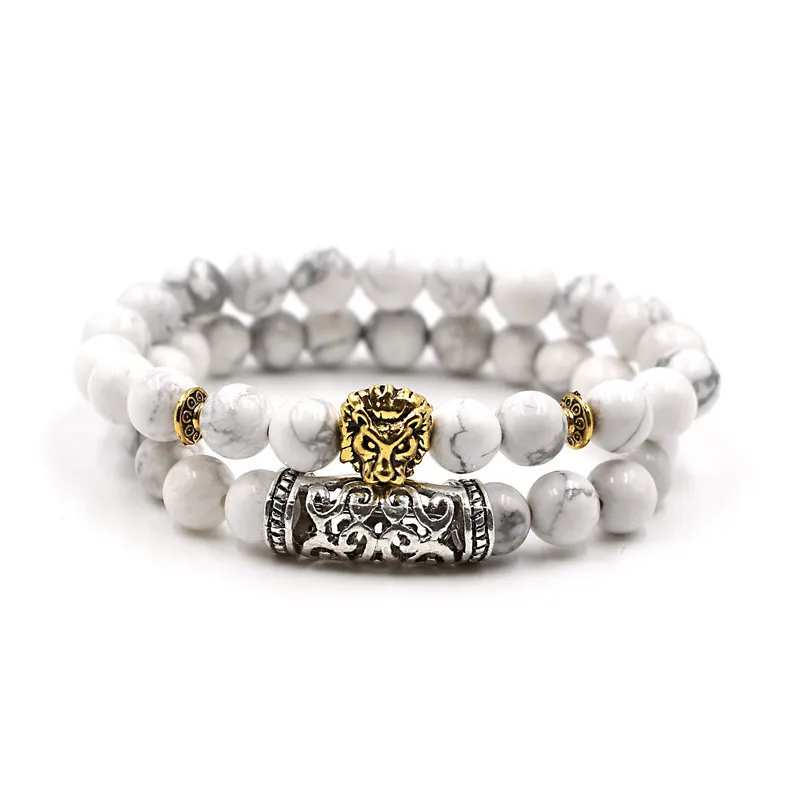 Новый 2 шт./компл. головы льва сплав бисера натуральная Лава тигровый глаз