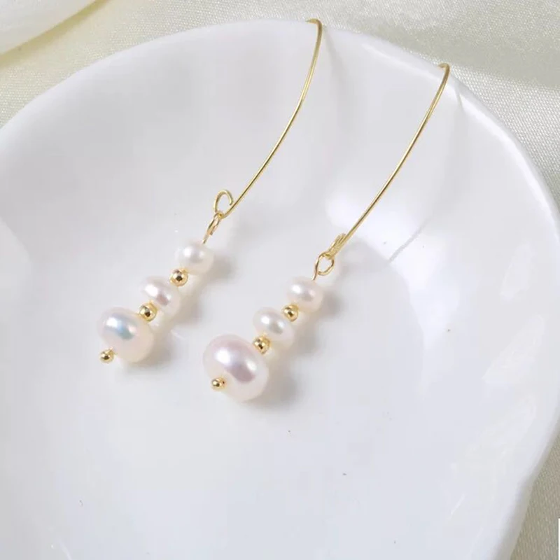 Новинка 2019 серьги-шнурки из пресноводного жемчуга специально разработанные для