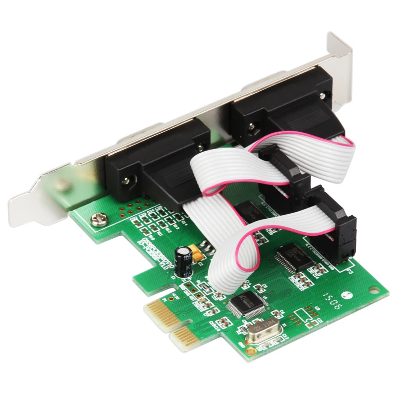 PCI Express 2 порта Последовательный RS232 COM DB9 контроллер карты e 1 0x1 WCH 382 чип с