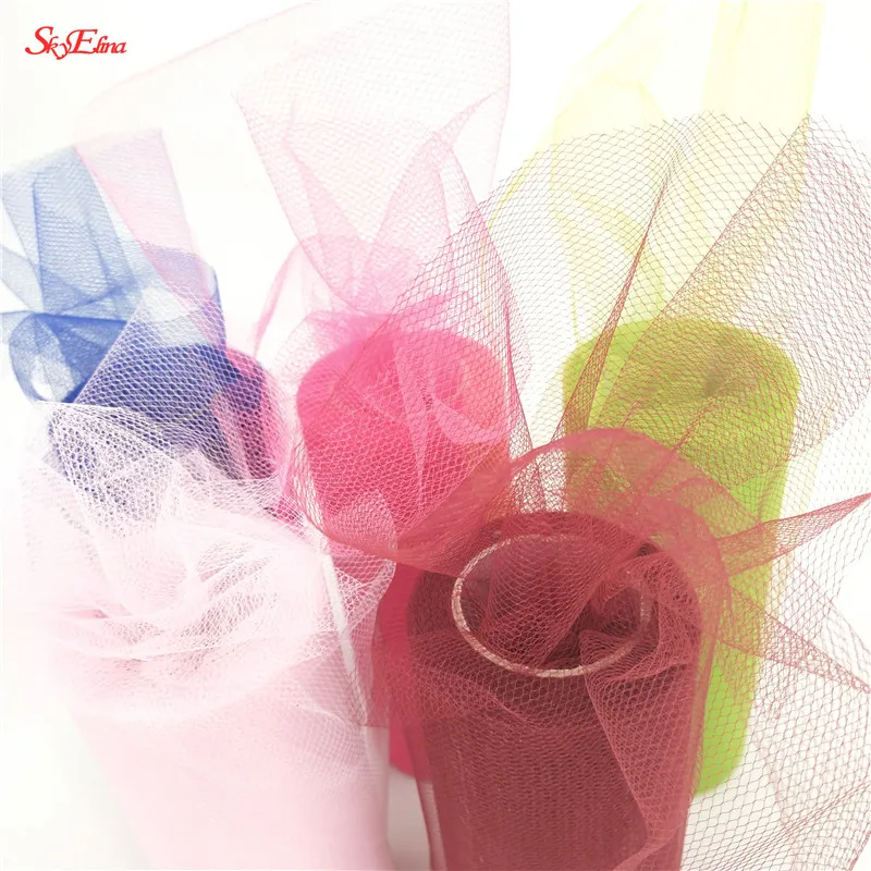 25 ярдов Хрустальная фатиновая юбка пачка из органзы в рулоне с помпонами