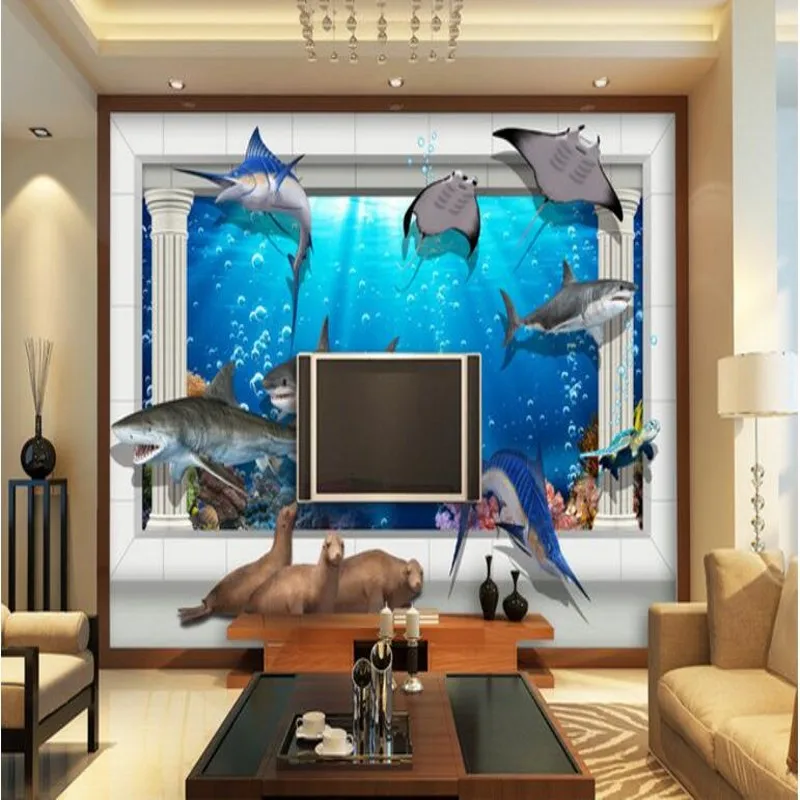 wellyu Custom large frescoes underwater world 3d three - dimensional palace romas TV background wall non woven wallpaper | Обустройство