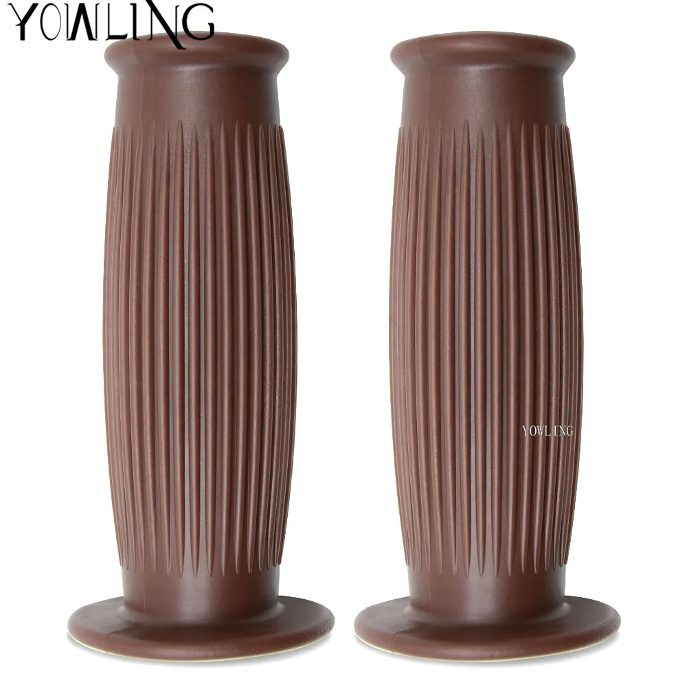 A brown 22M 24MM 7/" Ручка Бар Ретро резиновый Мотоцикл Велосипед Винтаж руль Кокс Бутылка рукоятка для Truimph CG125 CB400 кафе на заказ - Цвет: A brown 22M 24MM