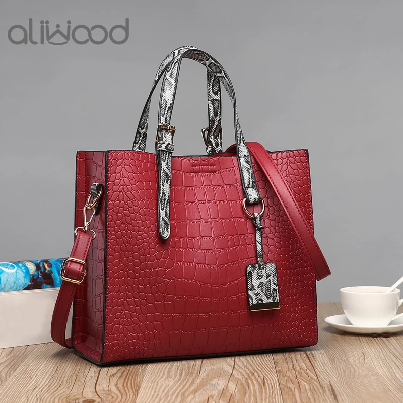 Aliwood 2021 новые женские сумки из кожи аллигатора сумка тоут с текстурой змеиной