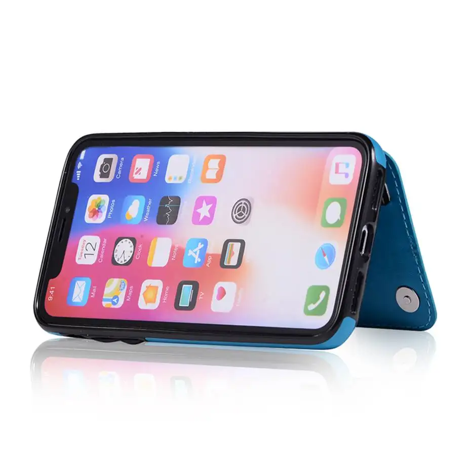 Чехол из искусственной кожи для iPhone X XS XR Max 5 5s SE 6 7 8 Plus держатель карт 3D рельефный