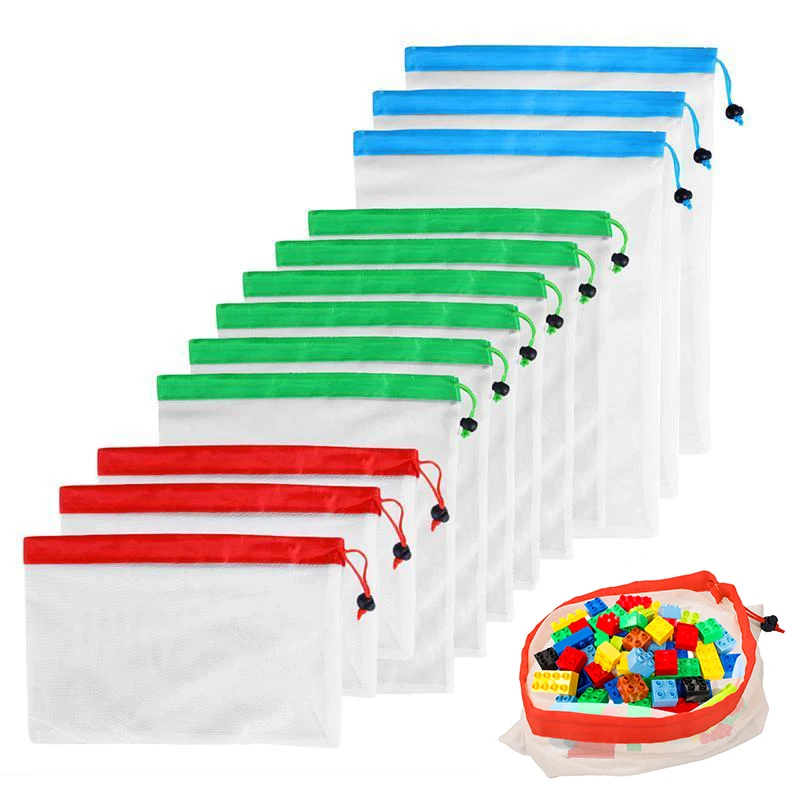 12 шт. многоразовые сетки дружественных продуктов сумки моющиеся Эко для