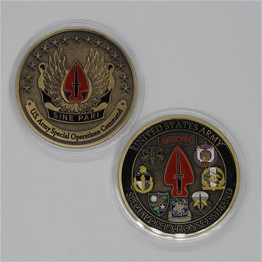 1pcs/lot free shipping U.S ARMY AIRBORNE SPECIAL OPERATIONS COMMAND 45mm SINE PARI Challenge Coin | Дом и сад