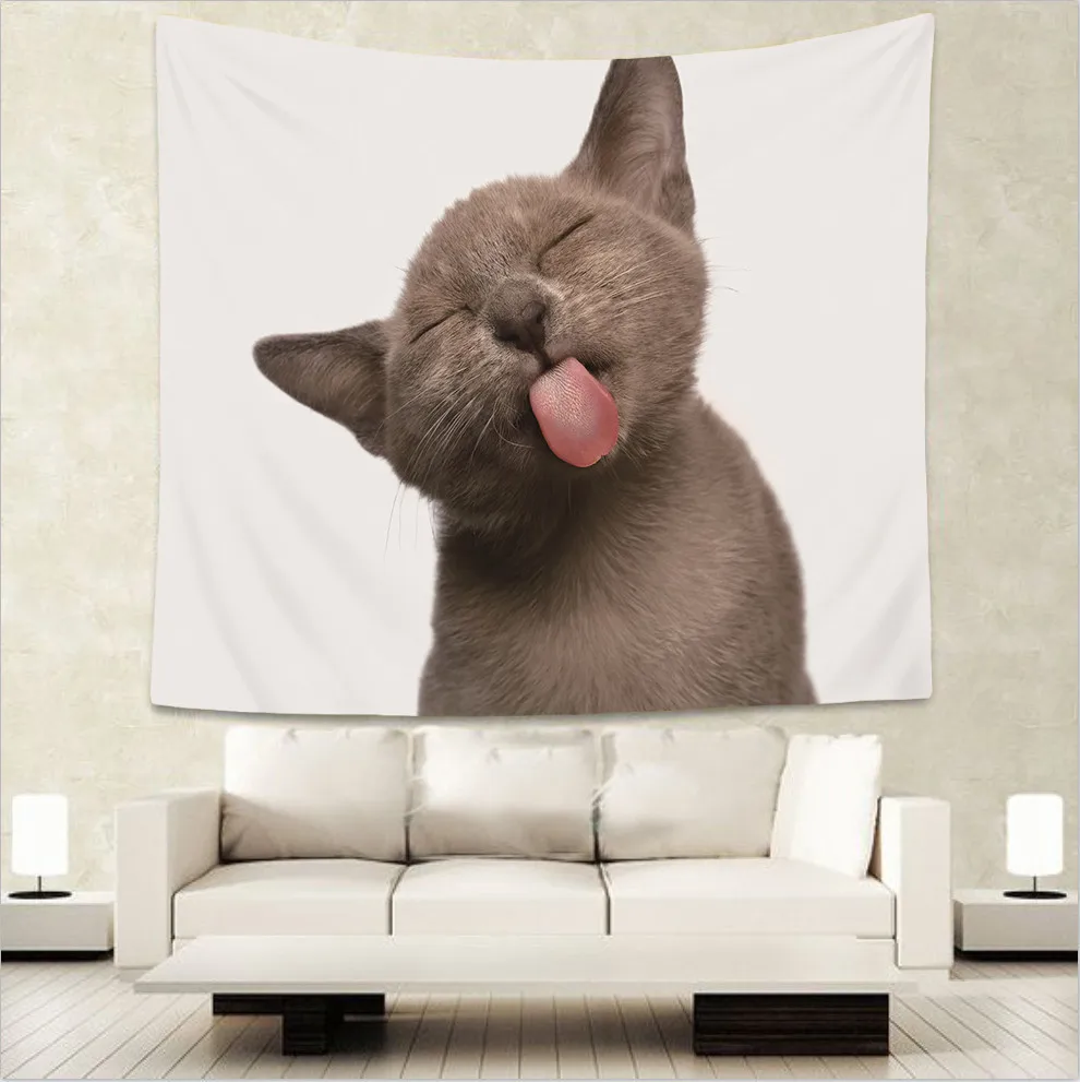 Французский бык собака кошка домашние животные рисунок индийский гобелен хиппи