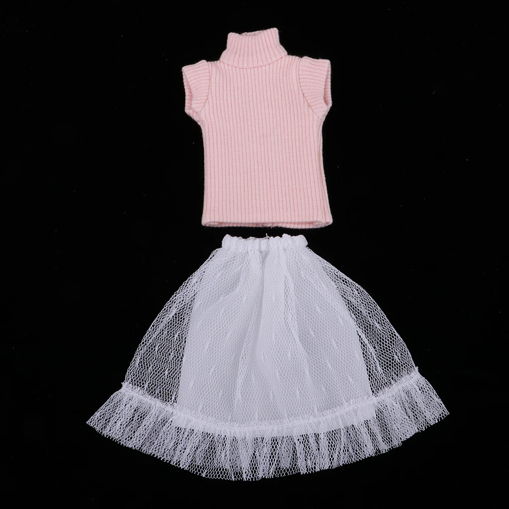 

Lovely 12inch Fashion Girl Dolls Clothes Tops Vest & Mesh Skirt Summer Outfits For Blythe BJD Doll Dress-up Garment Accessory