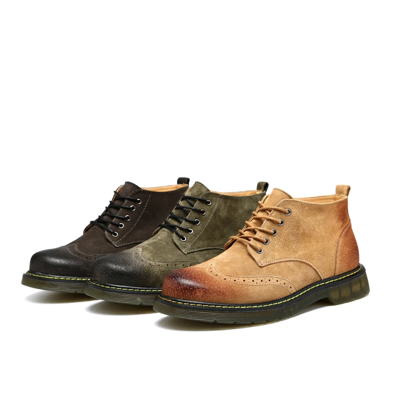 Мужские ботильоны из коровьей замши на шнуровке плоской подошве в винтажном