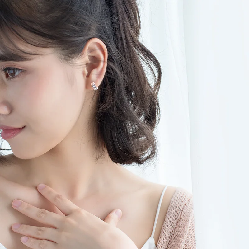 Серьги из серебра 925 пробы для женщин маленькая серьга-кольцо с растительным