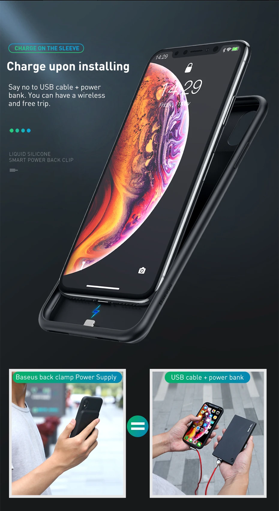 Baseus, 3300 мА/ч, чехол, зарядное устройство для телефона iPhone X/XS, XR, XS Max, чехол для аккумулятора, чехол для зарядного устройства, чехол для мобильного телефона