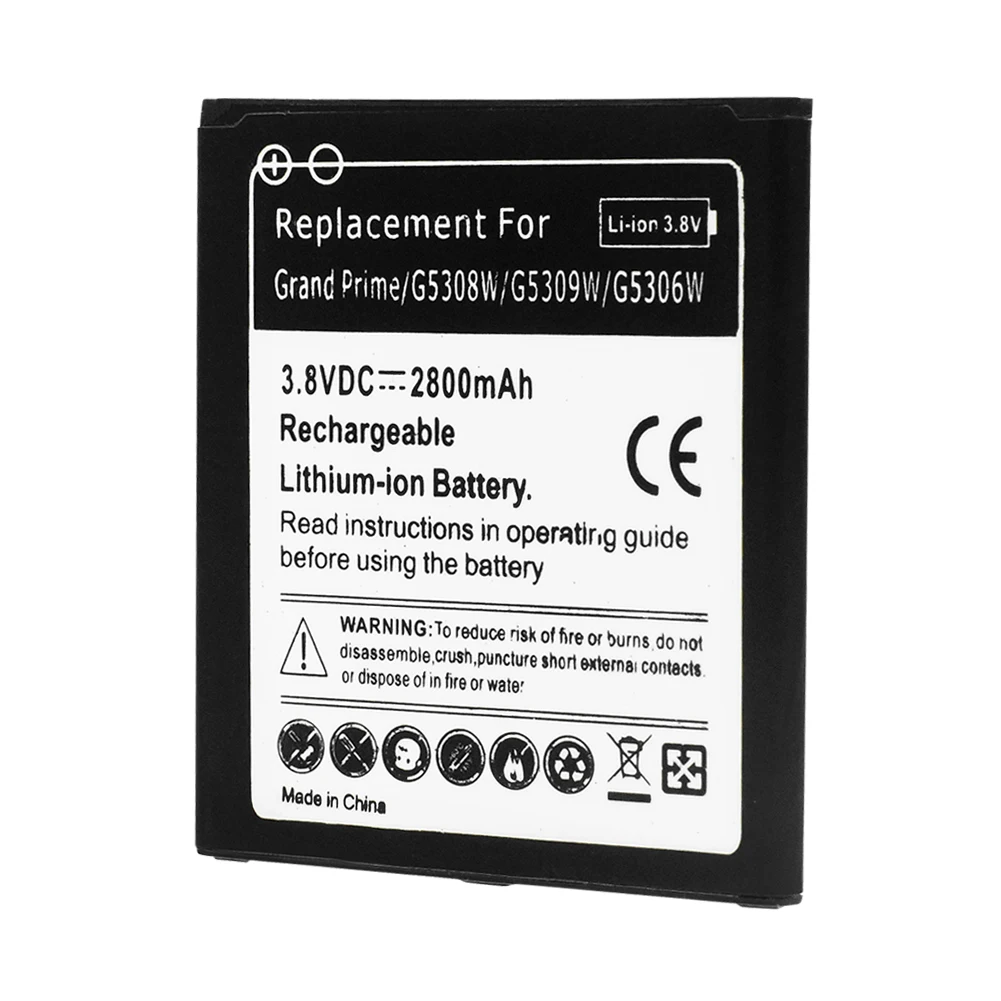 black Премиум 62x57x5 мм 3,8 в 2800 мАч Замена литий-ионная батарея для samsung Galaxy Grand Prime G5308W/G5309W/G5306W/G530H - Цвет: black