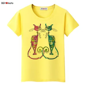 Bgtomato новый стиль, элегантная рубашка с кошками, брендовый Повседневный Топ, модная футболка, Женская удобная одежда, женская футболка, большие размеры