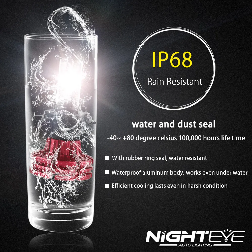 Nighteye светодиодный H4/HB2/9003 H13 9005 9006 9007 H7 H11 60 Вт 10000LM Автомобильный светодиодный фары H1 H3 Противотуманные огни 3000K 6500K 8000K "подключи и играй"