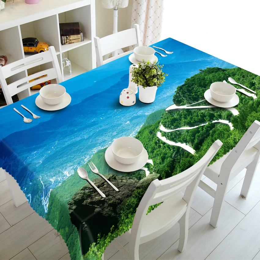 Скатерть из полиэстера и хлопка толстая Пыленепроницаемая скатерть 3D с