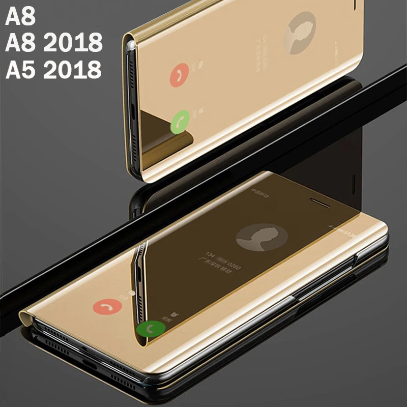 Откидной Чехол для телефона с умным зеркалом чехол Samsung galaxy A8 2018 A 8 A5 жесткий