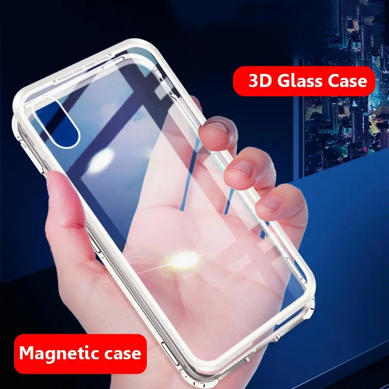 Suntaiho Tempered Glass case for iPhone 7 plus XS MAX 8 XR Magnetic back Phone X Case |