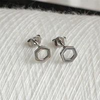 316 l stainless steel titanium stud earrings brief style geometric hollow out ip plating no fade allergy free