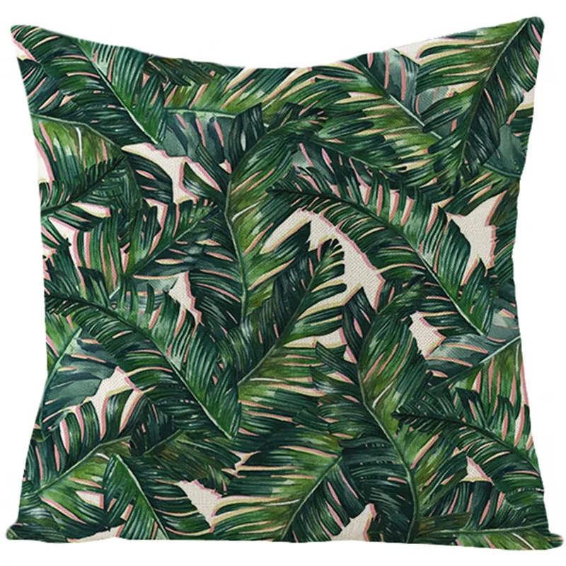 Fuwatacchi тропические растения цветы и деревья льняная наволочка зеленые красные