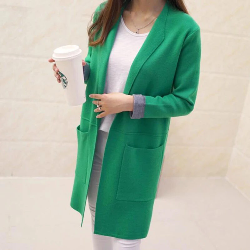 Long Cardigan Female 2018 Autumn Winter Women Sleeve Sweater Knitted Cardigans For Jacket Tops |