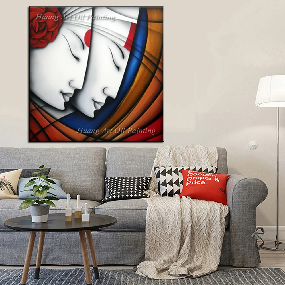 2019 новая ручная роспись на холсте Абстрактная линия портрет женское лицо картина