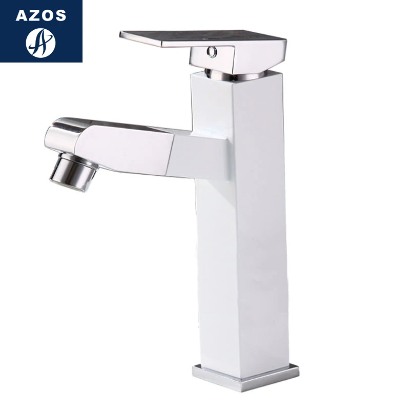 Azos кран для умывальника выдвижной умывальник латунный Белый Переключатель