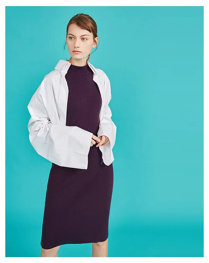 Toyouth Новая осень Для женщин Knitded платья Base эластичные тонкие длинное платье Облегающее Vestidos водолазка халат белый Вечерние Платье