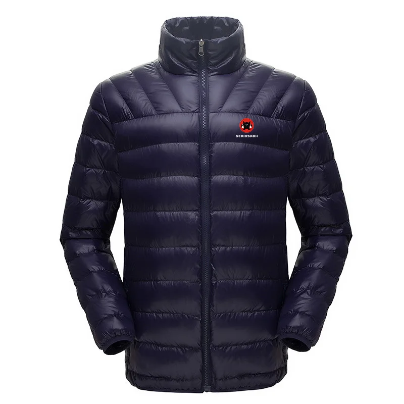 Men Navy blue SCRIOSADH, зимний ультра-светильник, пуховик на белом утином пуху, для мужчин и женщин, ветрозащитная, сохраняющая тепло, куртка для катания на лыжах, для улицы, мужской, женский пуховик - Цвет: Men Navy blue