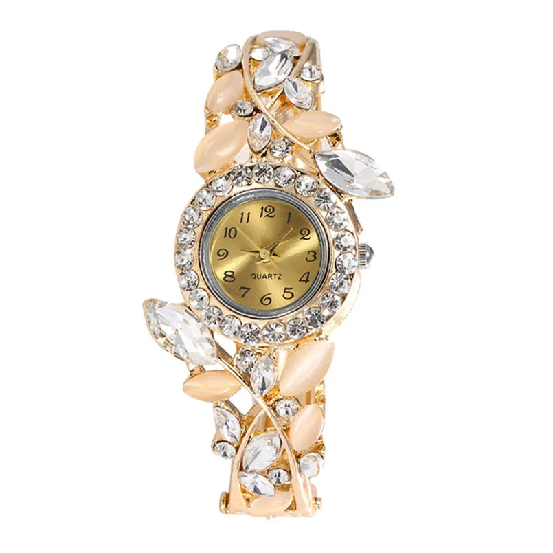 Женские наручные часы с бриллиантовым браслетом аналоговые кварцевые из